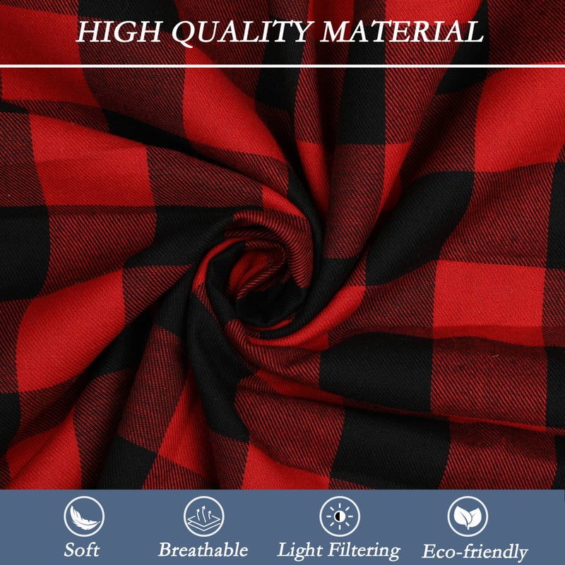 Moslovstar 2 Pcs French Door Curtains Buffalo Plaid Sidelight Curtains Rod Pocket Front Door Window Curtains Panels with Bonus Tiebacks  Red and Black  25 x 72 Inch - Image 3