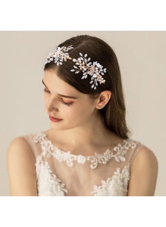 Oriamour Bridal Headpieces For Women Handmade Wedding Headbands For Bride Hair Accessories Flowerleaf Bridal Headband Wedding Hair Piece With Pearls (Gold)  - Image 2