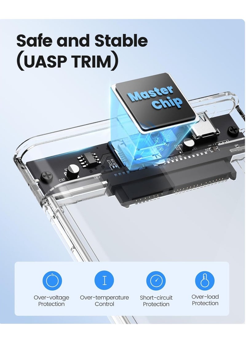 Generic - 2.5 inch Hard Drive Enclosure SATA to USB C 3.1 6Gbps External Hard Drive Case for 7/9.5mm HDD/SSD Support UASP Up to 6TB - Image 1