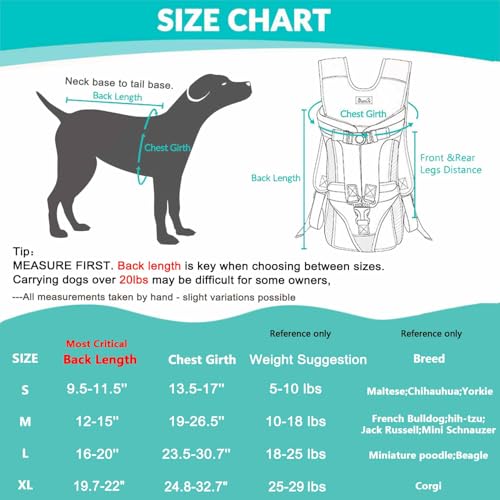 Lukovee Dog Backpack Carrier Legs Out Easyfit Dog Front Carrier for Small Medium Dogs Adjustable Hands Free Dog Chest Carrier for Hiking Cycling BLarge - Image 3