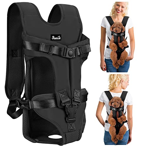 Lukovee Dog Backpack Carrier Legs Out Easyfit Dog Front Carrier for Small Medium Dogs Adjustable Hands Free Dog Chest Carrier for Hiking Cycling BLarge - Image 1