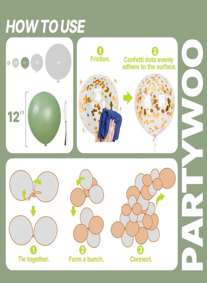 PartyWoo Pink and Green Balloons 65pcs 12 Inch Metallic Gold Sand White Sage Green Nude Dusty Pink Gold Confetti Balloons for Baby Shower Wedding Engagement Princess Birthday Party Decorations - Image 5