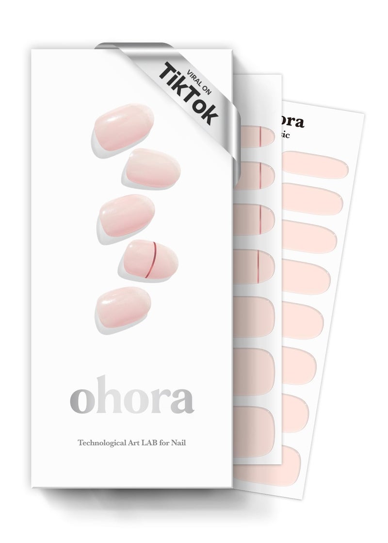 ohora Semi Cured Gel Nail Strips N Basic Nails no11 Nude Solid Works with Any UVLED Lamps SalonQuality Long Lasting Easy to Apply Remove Includes 2 Prep Pads Nail File Wooden Stick