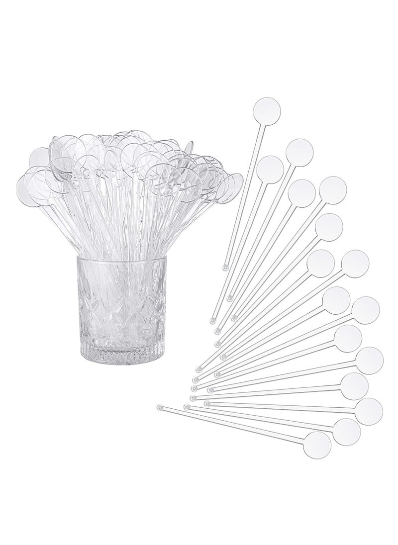 SYOSI Coffee Stirring Sticks 240 Pcs 7 inches Disposible Plastic Disc Top Stirrers Transparent Stir Mixing Rod for Coffee Beverage  - Image 1