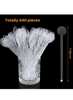 SYOSI Coffee Stirring Sticks 240 Pcs 7 inches Disposible Plastic Disc Top Stirrers Transparent Stir Mixing Rod for Coffee Beverage  - Image 2
