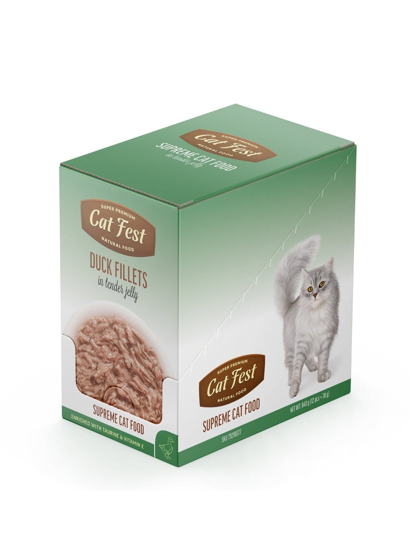 Cat Fest CatFest Duck Fillets in Tender Jelly, Natural Wet Cat Food, Soft Texture, Grain-Free, High Protein, 70g Pouch  - Image 3