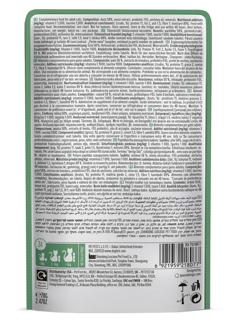 Cat Fest CatFest Duck Fillets in Tender Jelly, Natural Wet Cat Food, Soft Texture, Grain-Free, High Protein, 70g Pouch  - Image 2