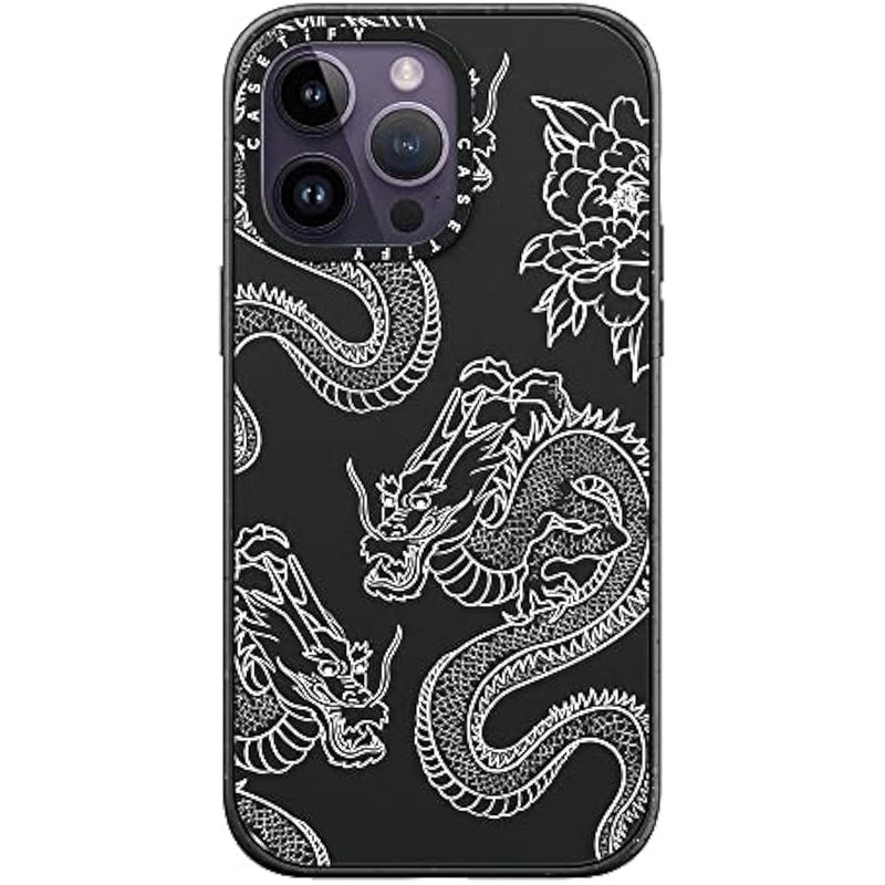 Casetify Impact iPhone 14 Pro Max Case 【4X Military Grade Drop Tested / 8.2ft Drop Protection】 - Dragons - Matte Black - Image 1