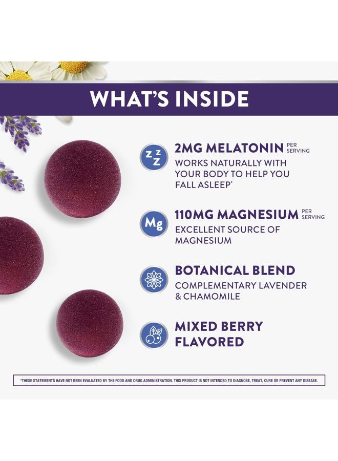 Vicks ZzzQuil Pure Zzzs + Magnesium, Sleep Aid, Magnesium Citrate and Melatonin Gummies, Melatonin 2mg, Sleep Aids for Adults, Mixed Berry Flavored, 60 Sleep Gummies - Image 2