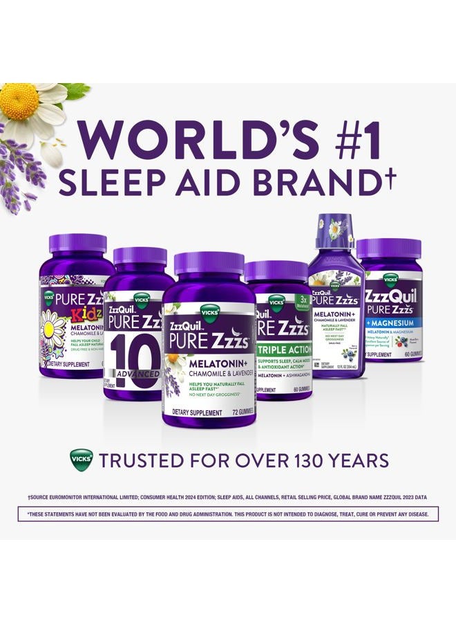 Vicks ZzzQuil Pure Zzzs + Magnesium, Sleep Aid, Magnesium Citrate and Melatonin Gummies, Melatonin 2mg, Sleep Aids for Adults, Mixed Berry Flavored, 60 Sleep Gummies - Image 5