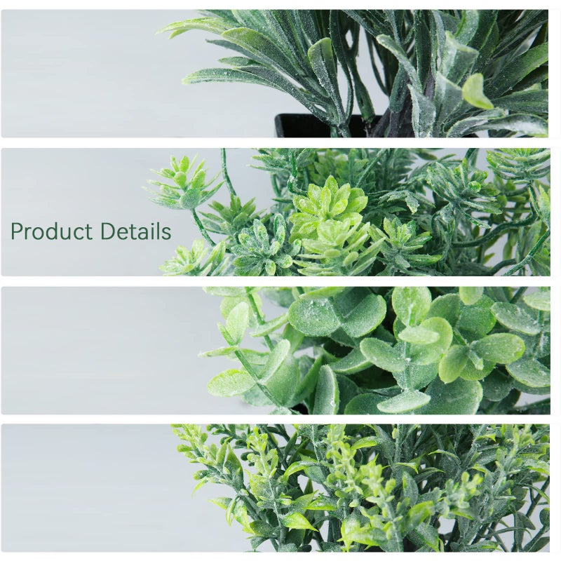 GREENTIME 4 Pack Fake Plants in Black Pot Small Artificial Eucalyptus Potted Plant Wheat Grass Mini Faux Potted Plants Greenery for Home Decor Indoor Office Table Room Farmhouse Bathroom Decoration - Image 3
