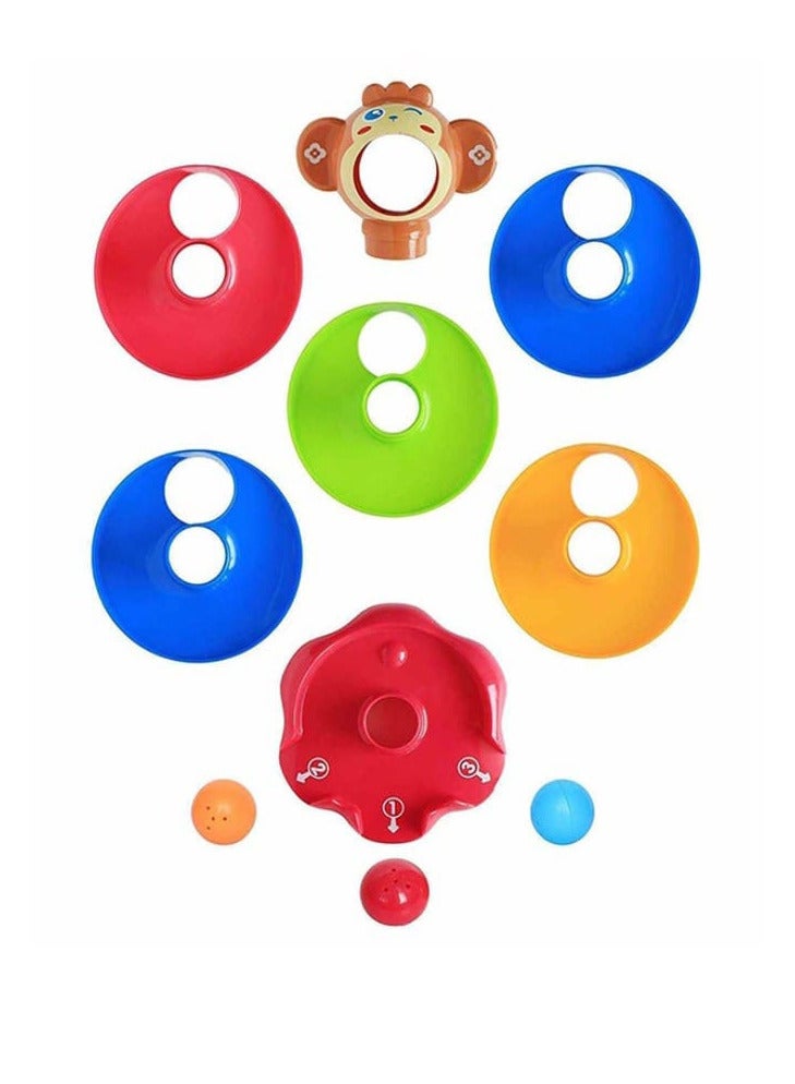 برج كرات دوار من 5 طبقات، لعبة تعليمية لتنمية مهارات الأطفال والرضع | مجموعة ألعاب منحدر الكرات، تتضمن كرتين دوارتين من الأكريليك. - Image 3