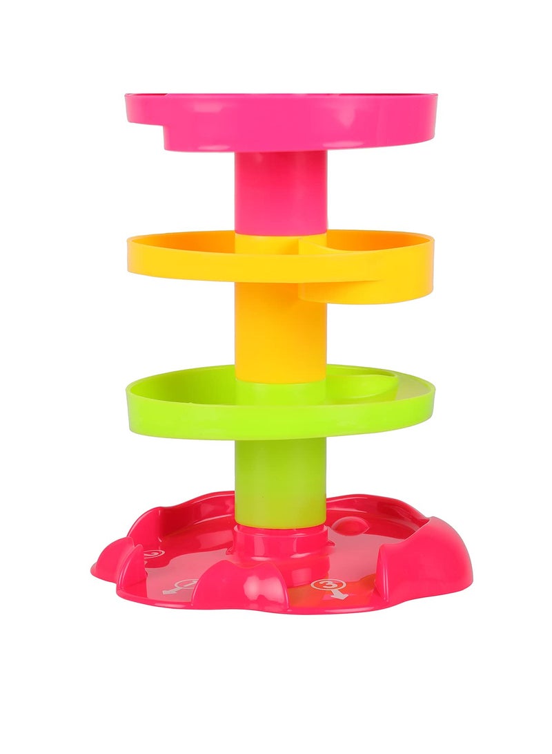 برج كرات دوار من 5 طبقات، لعبة تعليمية لتنمية مهارات الأطفال والرضع | مجموعة ألعاب منحدر الكرات، تتضمن كرتين دوارتين من الأكريليك. - Image 4