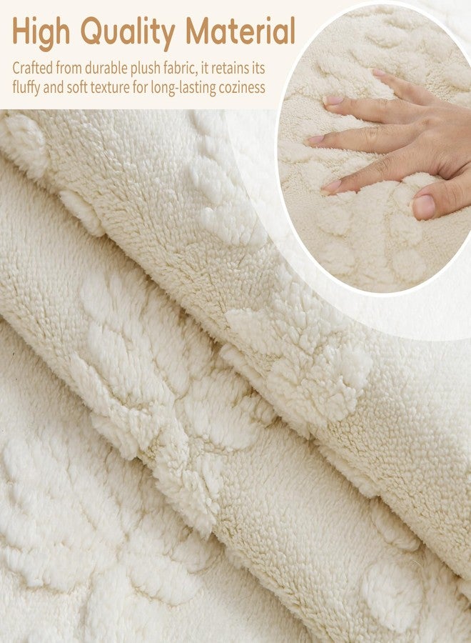 Arfntevss Couch Cover for Dogs Boho Plush Washable Sofa Covers for 3 Cushion Couch Pet Friendly Fuzzy Slipcovers 3 Seat Anti-Slip Sectional Furniture Protector (Plush Vines Cream White, 35.5" x 71") - Image 2