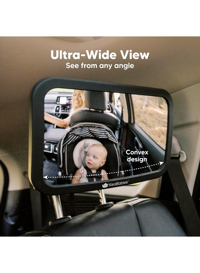 KeaBabies Large Shatterproof Baby Car Mirror, Backseat - Safety Car Seat Mirror for Baby Rear Facing, 360 Wide Crystal Clear View, Accessories for Removable Headrest, Easy Install & Adjustable (Sleek Black) - Image 5