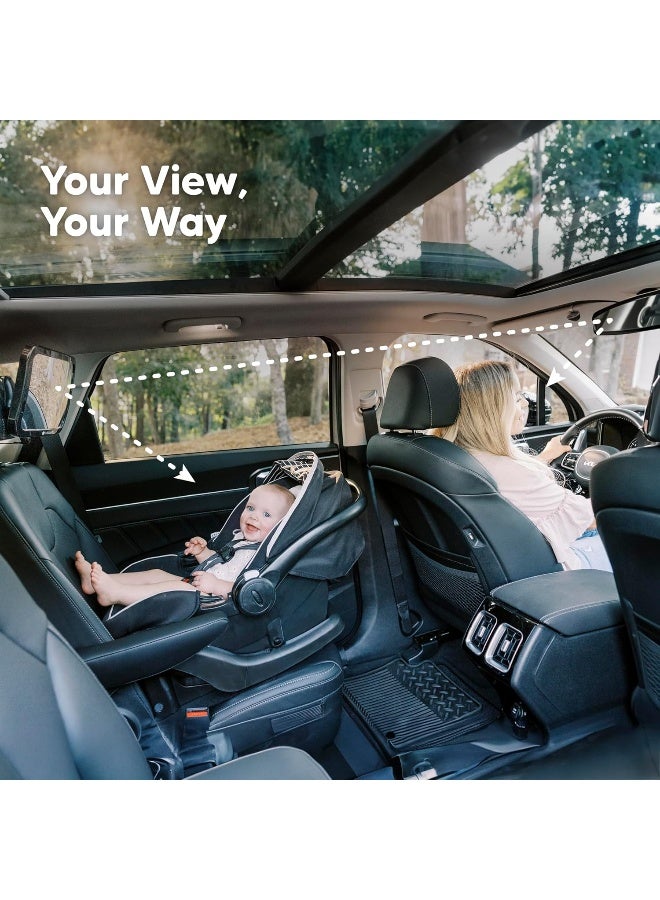 KeaBabies Large Shatterproof Baby Car Mirror, Backseat - Safety Car Seat Mirror for Baby Rear Facing, 360 Wide Crystal Clear View, Accessories for Removable Headrest, Easy Install & Adjustable (Sleek Black) - Image 2