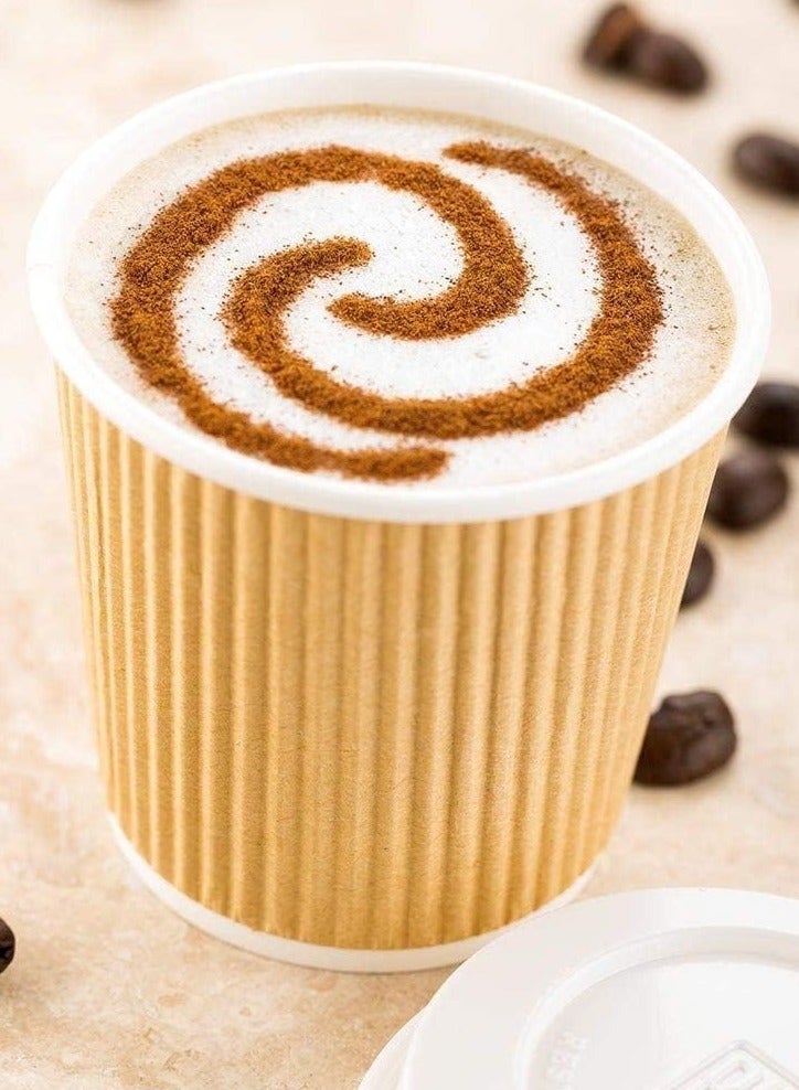 MARKQ 4 oz. Brown Disposable Ripple Insulated Coffee Cups - Hot Beverage Corrugated Paper Cups [25 cups] - Image 4
