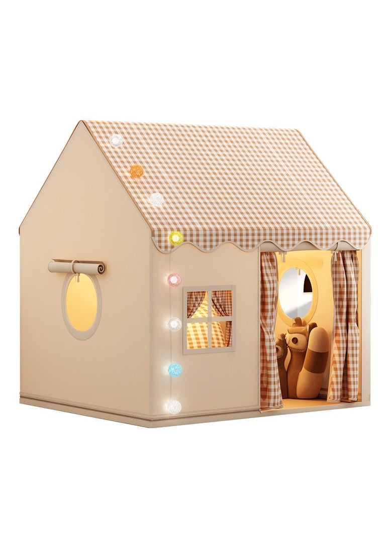 Kids Playhouse with LED Yarn Lights, Washable Foldable Play Tent with Windows, Indoors Outdoors Reading Corner Activity Center for Girls Boys, Ramadan Gift, Eid Gift  - Image 1