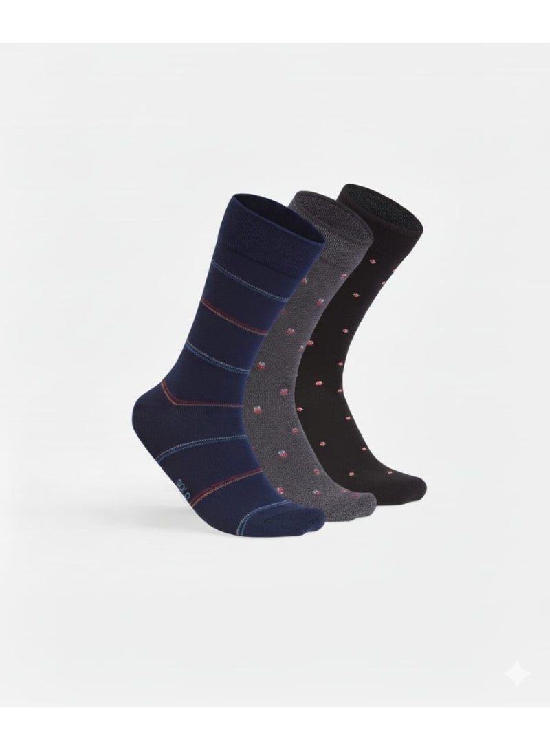 Solo Men Classic Long Socks Designed Pack Of 3
