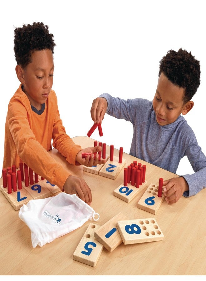 Excellerations Peg Number Board, Included: 10 Rubberwood Boards + 55 Wood Pegs + Storage Bag, Montessori Math Materials, Learning Manipulatives, Counting for Kids, Reggio Emilia Classroom Essentials - Image 4