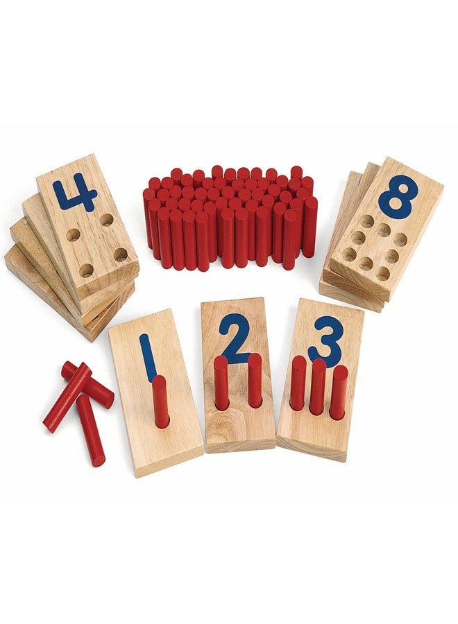Excellerations Peg Number Board, Included: 10 Rubberwood Boards + 55 Wood Pegs + Storage Bag, Montessori Math Materials, Learning Manipulatives, Counting for Kids, Reggio Emilia Classroom Essentials - Image 1