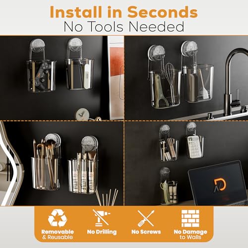 NEVADRILL Wall Mounted Toothbrush Holder with Vacuum Suction Lever Lock, No Drill Bathroom Organizer for Toothbrush, Toothpaste & Razor, Strong Hold on Tiles & Glass (Pack of 1) [ND-13812] - Image 5
