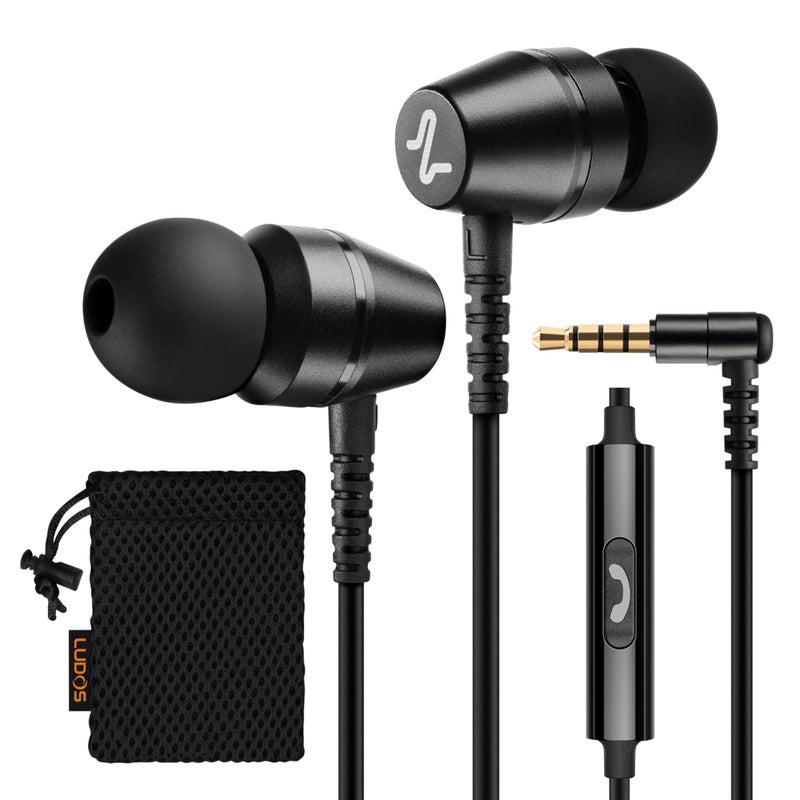 LUDOS OMNITONE Wired Earbuds in-Ear Headphones, 5 Year Warranty, Earphones with Microphone, 3.5 mm Jack Corded Ear Buds, Videoconference for iPhone, Samsung, Computer, Laptop, Kids, School Students - Image 1
