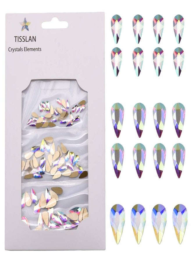 Tisslan 100pcs Drop Shape 3d Nail Design Flatback Ab Rhinestones for Nail art Dekor 3 Size Mix - Image 1