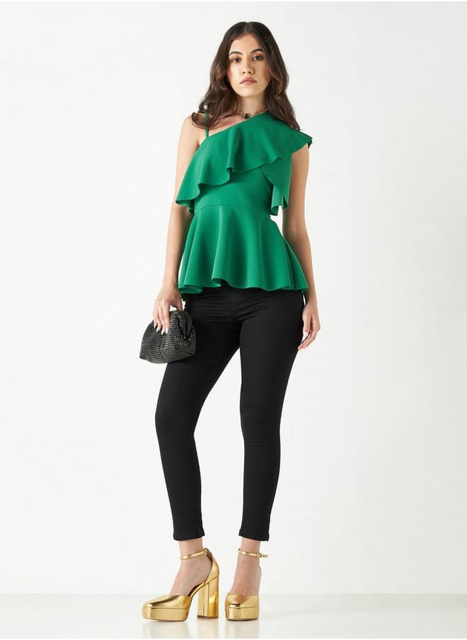 FAV Solid Notch Lapel Crop Top with Long Sleeves  - Image 2