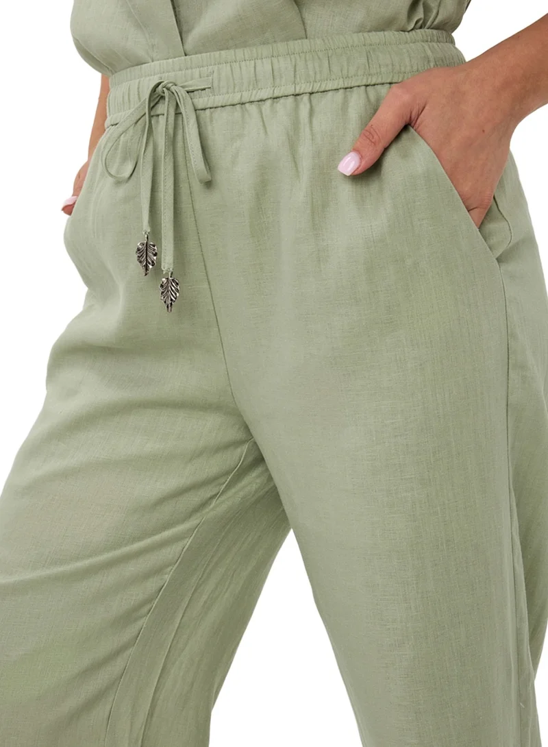 Esqualo Green Esqualo Linen Trousers for Women | Best Price UAE