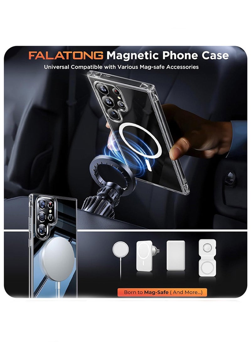 Samsung Galaxy S24 Ultra Case [Upgraded Build in N52 Magnets] Slim Thin Magnetic Cover Anti Yellowing Anti Scratch Hard Back Crystal Clear - Image 5