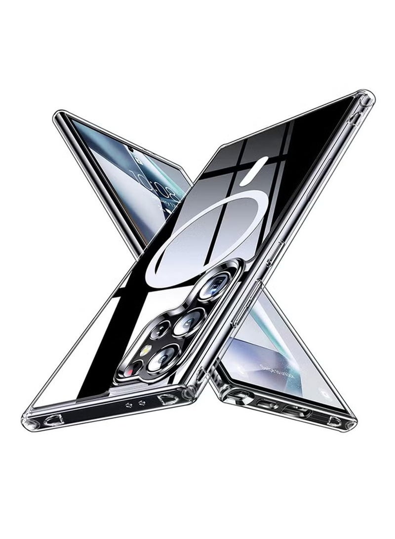 Samsung Galaxy S24 Ultra Case [Upgraded Build in N52 Magnets] Slim Thin Magnetic Cover Anti Yellowing Anti Scratch Hard Back Crystal Clear - Image 1