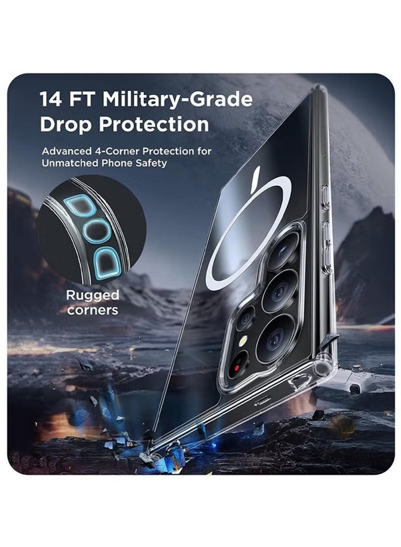 Samsung Galaxy S24 Ultra Case [Upgraded Build in N52 Magnets] Slim Thin Magnetic Cover Anti Yellowing Anti Scratch Hard Back Crystal Clear - Image 3