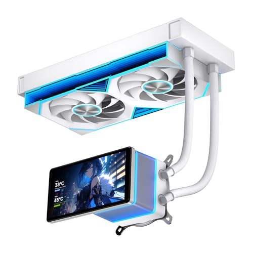 Jungle Leopard PF 240 CPU Water AIO Cooler Liquid Cooling|5.5-inch LCD Magnetic Screen|360mm ARGB Infinity Mirror 2000RPM PWM Fan|Lower Noise ≤30DBA|for LGA1851/1700/1200/115X/AM4/AM5(White) - Image 1