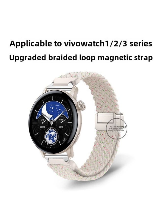 Generic For Vivowatch3 Strap Woven Nylon Loop Magnetic Buckle Iqoo VIVO Watch 1/2 Wristband-Color:Red And White-vivowatch3 (consult Customer Service Before Placing An Order)  - Image 3