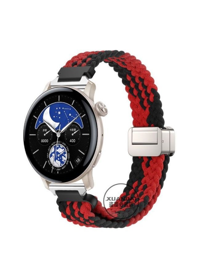 Generic For Vivowatch3 Strap Woven Nylon Loop Magnetic Buckle Iqoo VIVO Watch 1/2 Wristband-Color:Red And White-vivowatch3 (consult Customer Service Before Placing An Order)  - Image 1