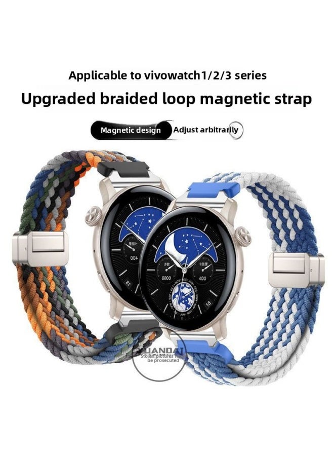 Generic For Vivowatch3 Strap Woven Nylon Loop Magnetic Buckle Iqoo VIVO Watch 1/2 Wristband-Color:Red And White-vivowatch3 (consult Customer Service Before Placing An Order)  - Image 2