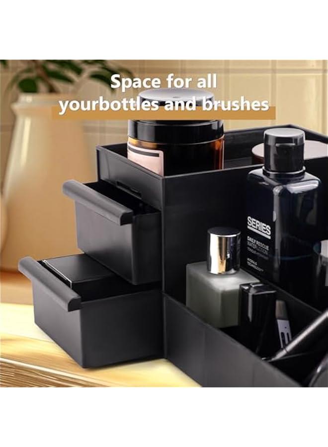 Arabest Black Vanity Organizer with Drawers – Large Mens Countertop Storage Box for Cologne, Skincare, Makeup, Perfume – Waterproof Dresser Organizer for Bathroom, Bedroom, Desk  - Image 4