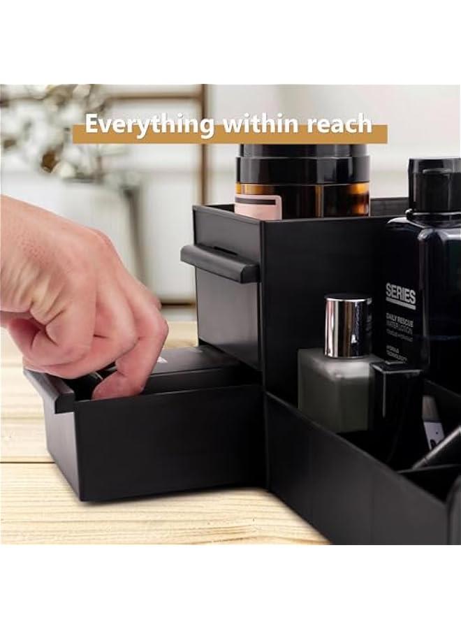 Arabest Black Vanity Organizer with Drawers – Large Mens Countertop Storage Box for Cologne, Skincare, Makeup, Perfume – Waterproof Dresser Organizer for Bathroom, Bedroom, Desk  - Image 5