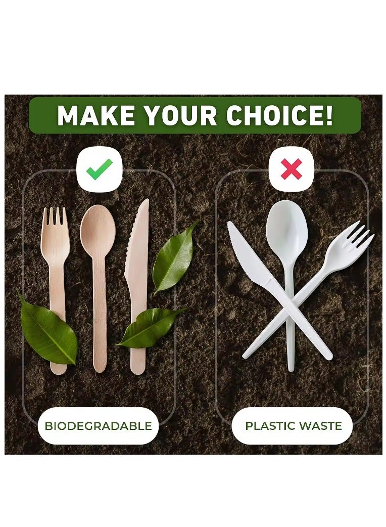 HAIWUYA 100 pcs disposable Knives wooden knives 100% Natural Wooden Disposable Cutlery Eco-Friendly  - Image 3