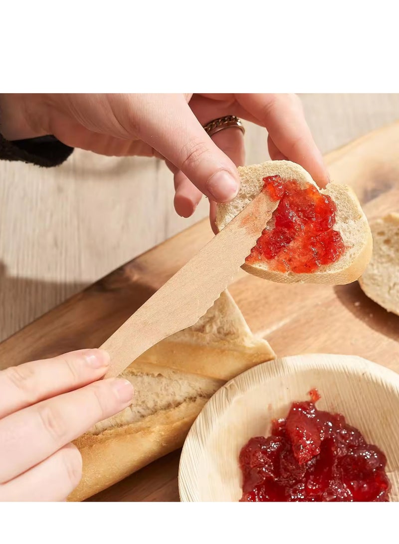 HAIWUYA 100 pcs disposable Knives wooden knives 100% Natural Wooden Disposable Cutlery Eco-Friendly  - Image 5