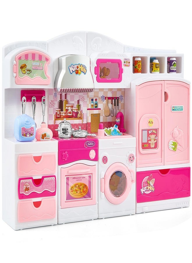 Mastom Kitchen Playset for Girls, Pretend Play Kitchen Toy for Dolls with Lights Sounds & Accessories, Gifts for 3 4 5 6 Year Old Toddlers - Image 1