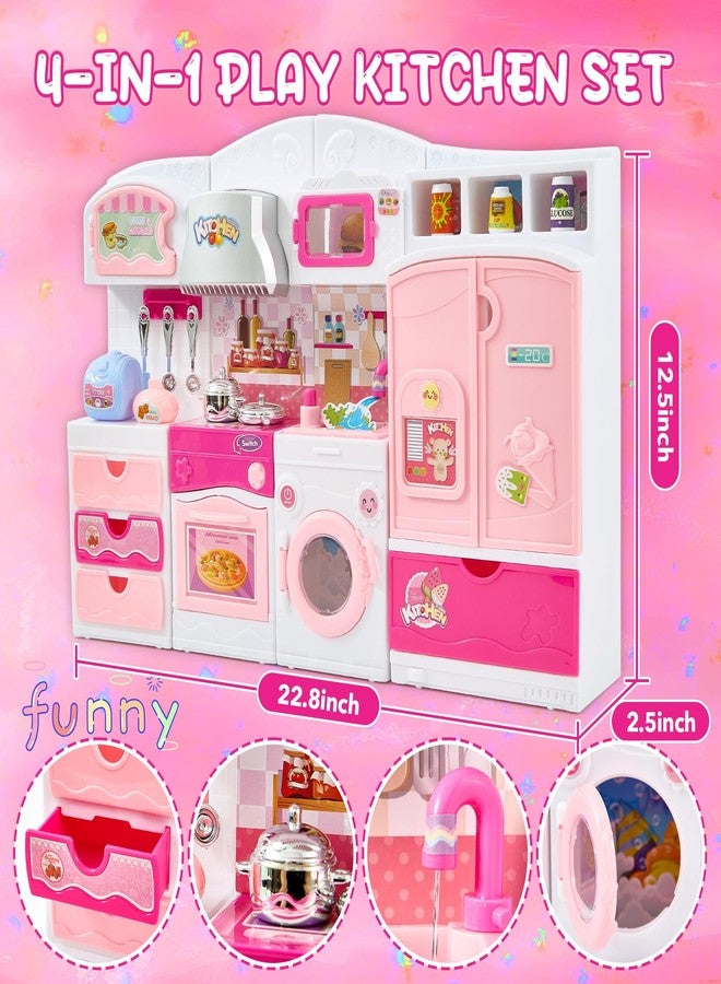 Mastom Kitchen Playset for Girls, Pretend Play Kitchen Toy for Dolls with Lights Sounds & Accessories, Gifts for 3 4 5 6 Year Old Toddlers - Image 5