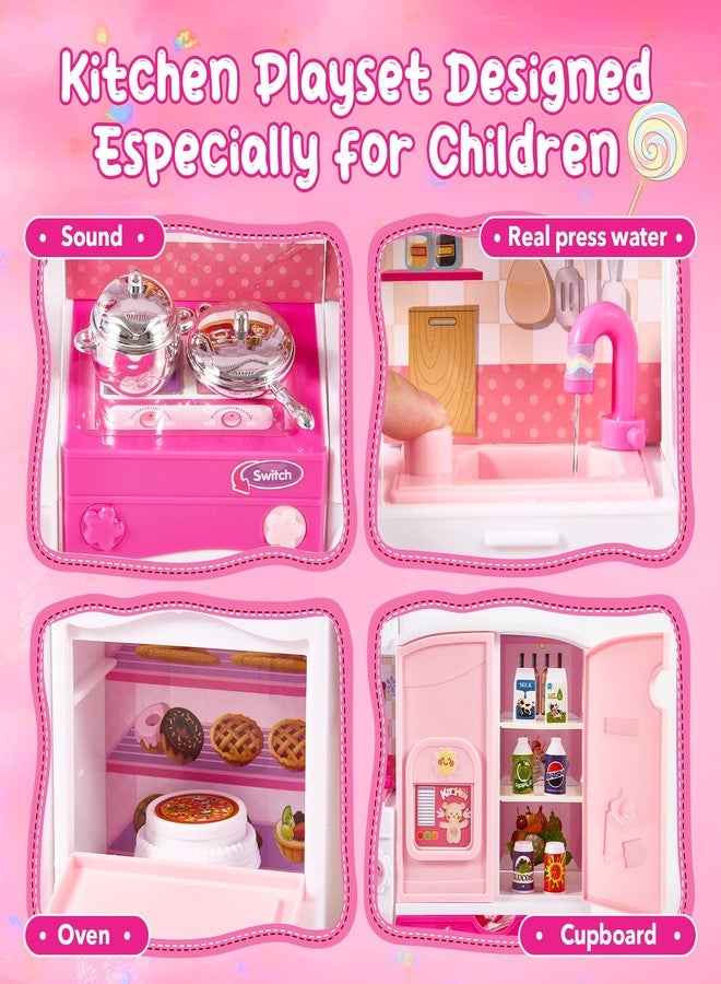 Mastom Kitchen Playset for Girls, Pretend Play Kitchen Toy for Dolls with Lights Sounds & Accessories, Gifts for 3 4 5 6 Year Old Toddlers - Image 3