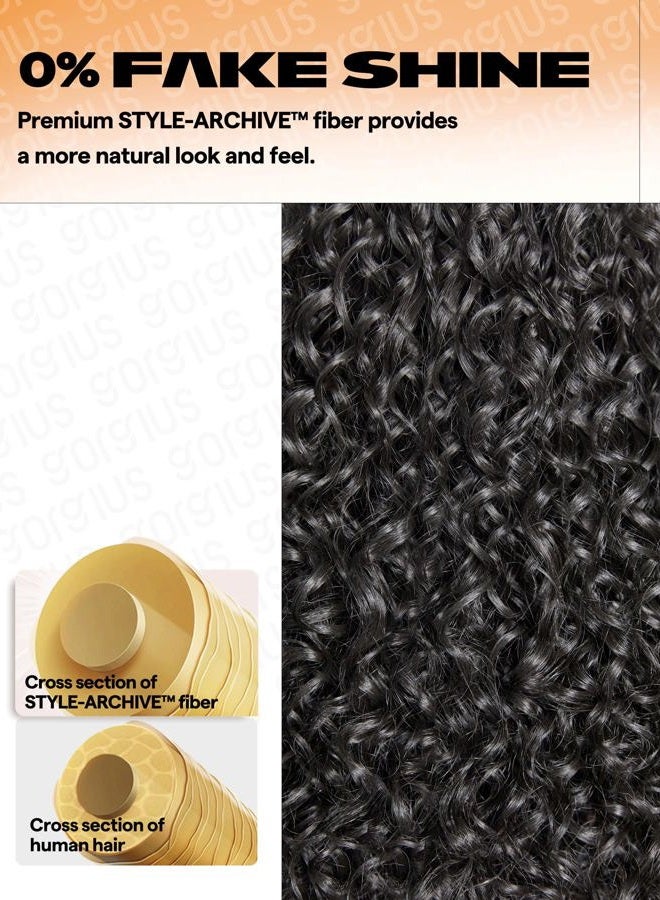 GORGIUS Glueless Water Wave Lace Front Wigs Natural Black Synthetic Curly Wig Pre Cut Pre Plucked Side Parted Hairline 20 Inch - Image 5