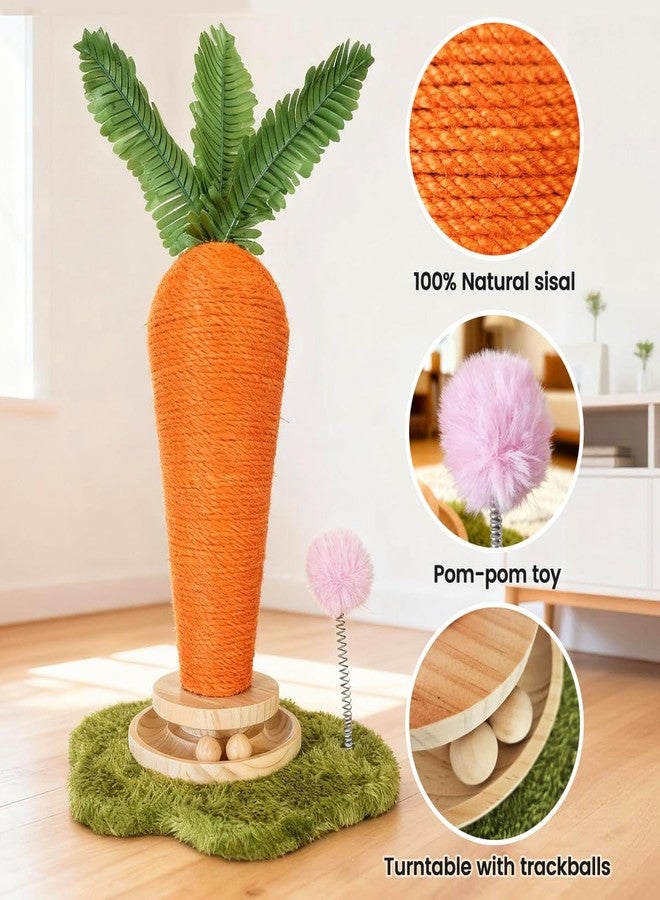 nets Tribe Carrot Cat Scratching Post and Wall Mounted Scratching Mat, Cute Tall Scratching Post,Indoor Nature Sisal Cat Scratcher for Cats and Kittens - Image 2