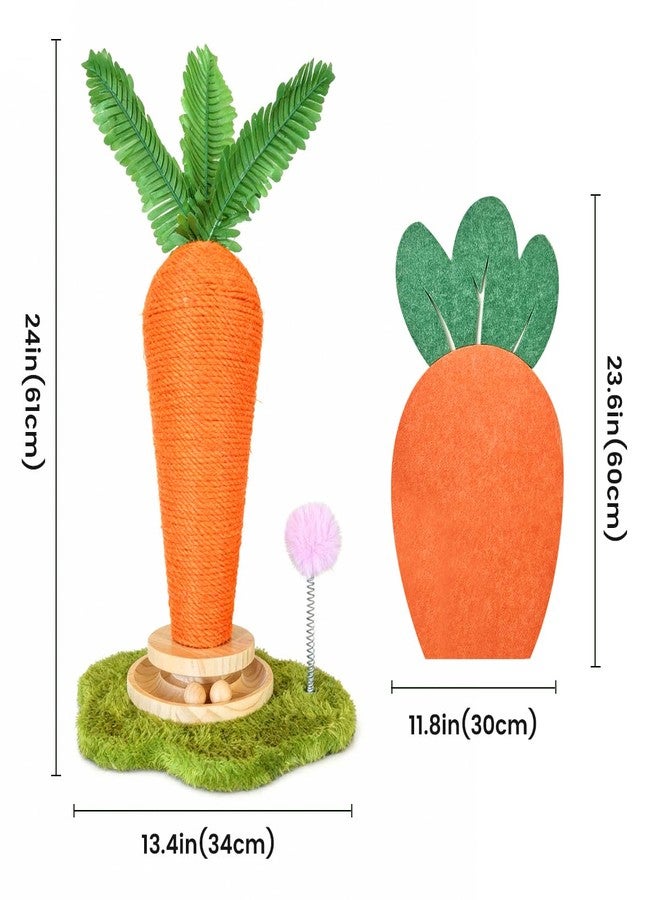nets Tribe Carrot Cat Scratching Post and Wall Mounted Scratching Mat, Cute Tall Scratching Post,Indoor Nature Sisal Cat Scratcher for Cats and Kittens - Image 4
