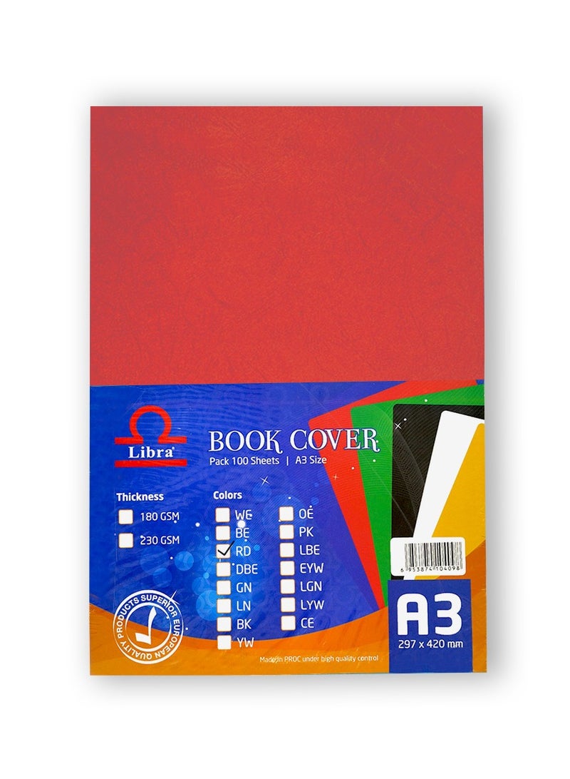 Libra Embossed Leather Board A3 230gsm Red 100 SHEETS - Image 2