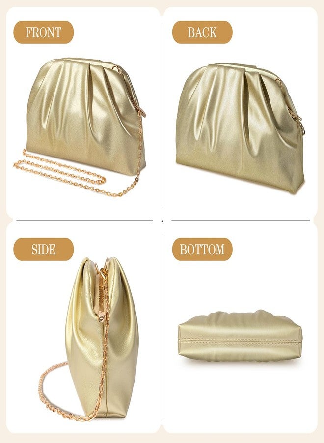 lovyoCoCo Clutch Purse for Women Soft Pleated PU Wedding Clutch, Elegant Evening Bag for Galas, Proms,Cocktail Parties, Gold, 5 inches x 9 inches x 1.4 inches - Image 5