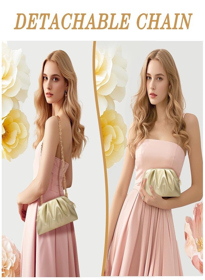 lovyoCoCo Clutch Purse for Women Soft Pleated PU Wedding Clutch, Elegant Evening Bag for Galas, Proms,Cocktail Parties, Gold, 5 inches x 9 inches x 1.4 inches - Image 4